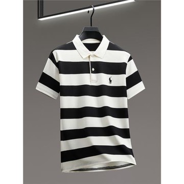 新款條紋男士短袖t恤POLO衫男夏季高端半袖T恤透氣休閑汗衫男裝