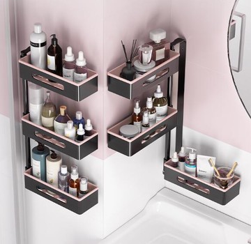 衛生間置物架浴室化妝品洗臉臺壁掛洗手池免打孔洗漱臺廁所收納架