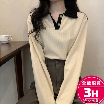 【梨卡】隔日到貨 女裝 針織衫 翻領POLO衫 長袖寬鬆 內搭上衣 保暖上衣 秋冬上衣 氣質 WT2209【現貨24H】