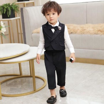 男寶寶周歲西服禮服婚禮花童兒童三件套小孩演出服西裝套裝英倫春