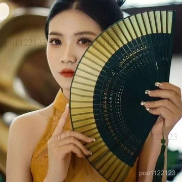 灼華旂袍 古典折扇 旂袍扇子 舞蹈扇子 漢服錶演折扇 配件 拍照搭配 漢服 漸層扇麵扇子 古風扇子 中式 小巧便攜 竹扇