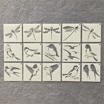 繪畫 模板 手帳 鏤空 鏤空繪畫模板 飛鳥圖形繪畫 噴塗繪畫咖啡拉花輔助鏤空畫板範本尺