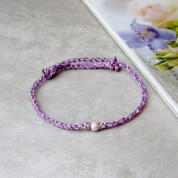 純銀珠手繩 S925純銀磨沙小珠手繩 手環 手繩【自選顏色】TB028