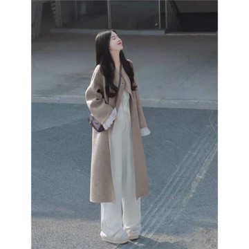 雙面羊毛呢子大衣女2024年冬季新款高級感小個子加厚韓系毛呢外套