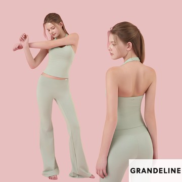 GRANDELINE｜韓國製 含胸墊莫代爾掛脖背心 靴型褲 套裝 運動內衣 Bratop
