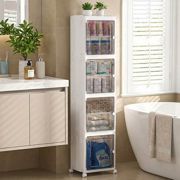 【AOTTO】32面寬開門附輪夾縫折四層疊收納櫃