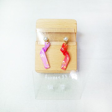 緞帶 手繪貼耳耳環 耳夾/耳針