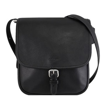 COACH CV979 HITCH 品牌壓印LOGO翻蓋斜背包/郵差包.黑