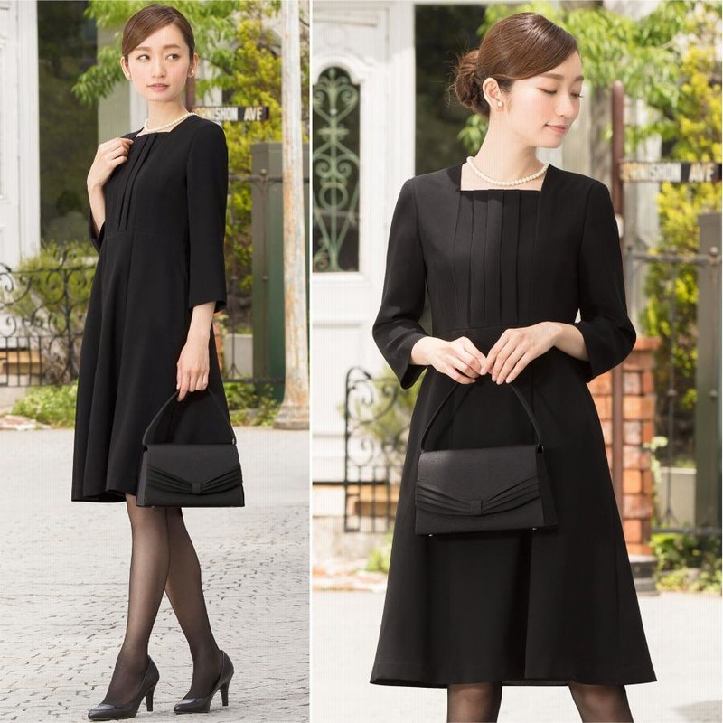 日本製生地 喪服 レディース 前開き ワンピース 洗える前ファスナー 七  