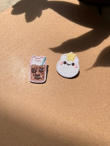 兔子麻糬 刺繡別針 珍珠奶茶 台灣