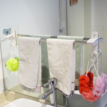 吸壁式無痕毛巾架衛生間單桿毛巾掛架廚房浴室免打孔抹布架毛巾桿1入