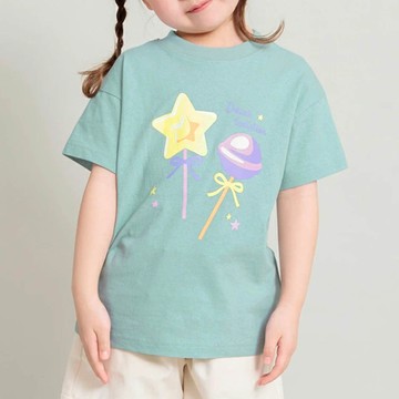 日本 BRANSHES - 純棉可愛女孩短袖上衣-棒棒糖-淺綠