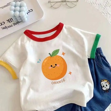 卡通女童水果寶寶童裝純棉短袖T恤夏季新款兒童男童洋氣上衣 韓版童裝 中小童夏裝 兒童短袖上衣 女童短袖T恤 女童T恤