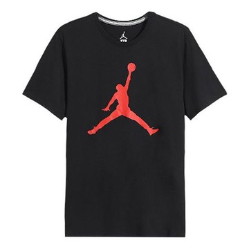 Air Jordan Casual Sports Round Neck Large Logo Short Sleeve Black
