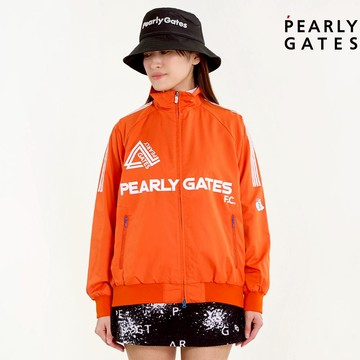 【ṔEARLY GATES】女款橘色高水滴滾動耐久防水高保溫靈活適合高爾夫PG LOGO前拉鍊 JLU60008