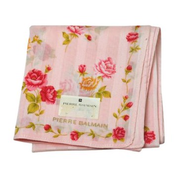 PIERRE BALMAIN 粉底玫瑰圖騰字母LOGO帕巾(47CM)