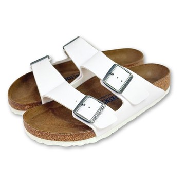 Birkenstock Arizona 男女 雙帶扣環合成皮露趾拖鞋 白色 勃肯 亞利桑那 一般寬平底休閒涼鞋 0552681