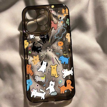 ✨iphone可愛手機殼✨呆萌貓咪適用蘋果17手機殼iphone16promax透明15/14防摔套13/12