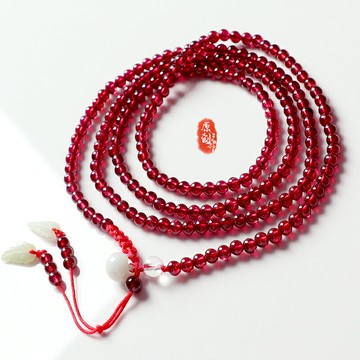 親寶水晶天然酒紅石榴石腰鏈 女款腰鏈手鏈項鏈原創首飾品