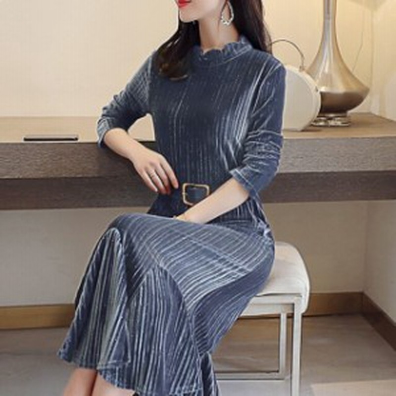 ロング丈 袖ボリュームニット マキシワンピース ラウンドネック ロングニットワンピース 秋冬ワンピース ロングワンピース 長袖 通販 Lineポイント最大5 0 Get Lineショッピング