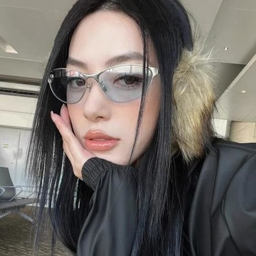 新款y2k辣妹街拍金屬貓眼墨鏡凹造型美式復古太陽眼鏡女防紫外線
