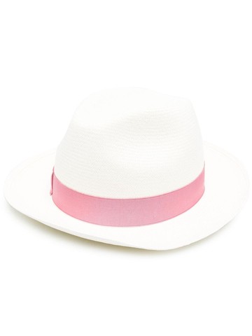 Borsalino - contrasting-ribbon sun hat - women - Straw - M - White