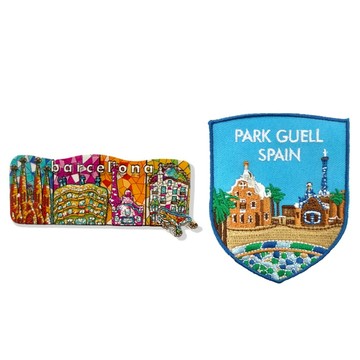 造型布貼＋磁鐵【2件組】 西班牙巴塞隆納景點可愛磁鐵＋西班牙桂爾公園布章 彩色磁鐵 冰箱磁鐵 白板磁鐵 特色地標磁鐵 _廠商直送