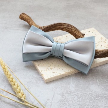 灰緞漸層領結-拚色灰藍  經典耐看