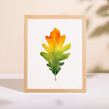 植物的靜默 臥房餐廳掛畫 植物水彩複製畫 秋天的葉子裝飾畫