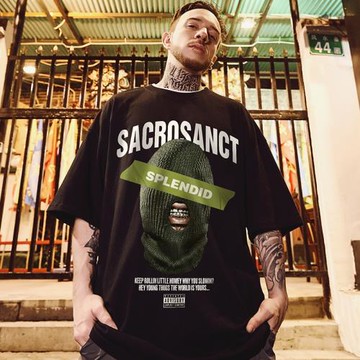 國潮嘻哈潮牌個性印花短袖t恤男潮流歐美ins寬松大碼半袖純棉春夏