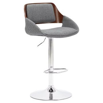 E-home Nat納特布面曲木可調高吧檯椅  深灰色  1個