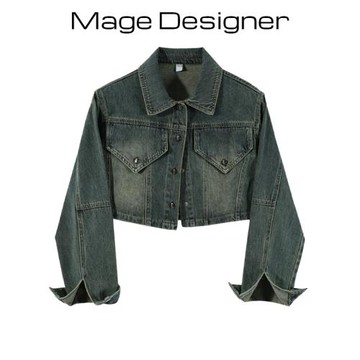 2024秋季新款港味復古短款牛仔外套女春秋寬松顯瘦牛仔衣夾克上衣