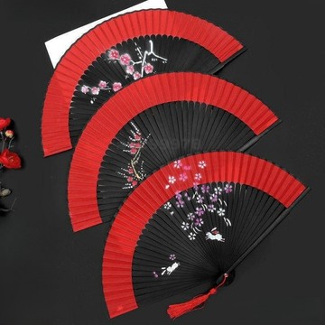 扇子 古風折扇 女士折疊竹扇日式古典古著漢服網紅禮品跳舞蹈扇夏季