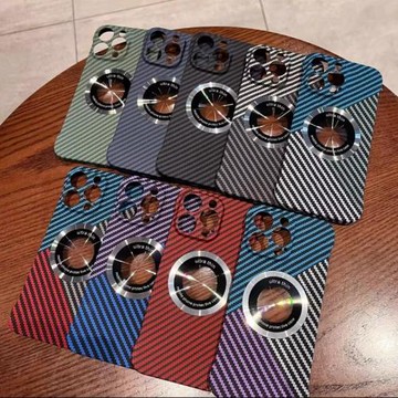 Magsafe磁吸漏標適用蘋果15promax無邊框碳纖維紋16拼色手機殼iphone14高級感13創意簡約保護套12超薄外殼11