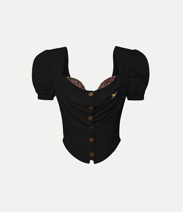 Vivienne Westwood Short Sleeve Bea Corset Cardigan Mako' Cotton Black 42 Women