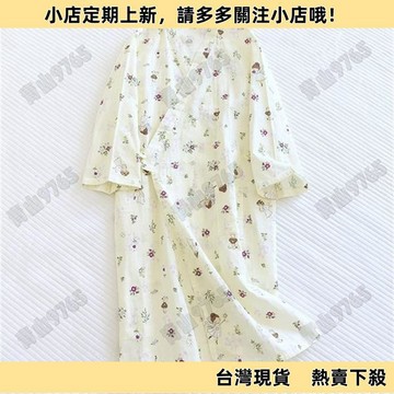 【精選優品】【日式棉紗布浴衣】100%純棉雙層紗和服睡袍春夏季棉質浴袍女士薄款汗蒸服桑拿衣甚平病人服醫療服按摩服