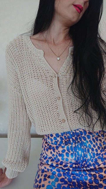 羅紋針織開衫 女式泡泡袖襯衫 棉質針織外套 米色毛衣