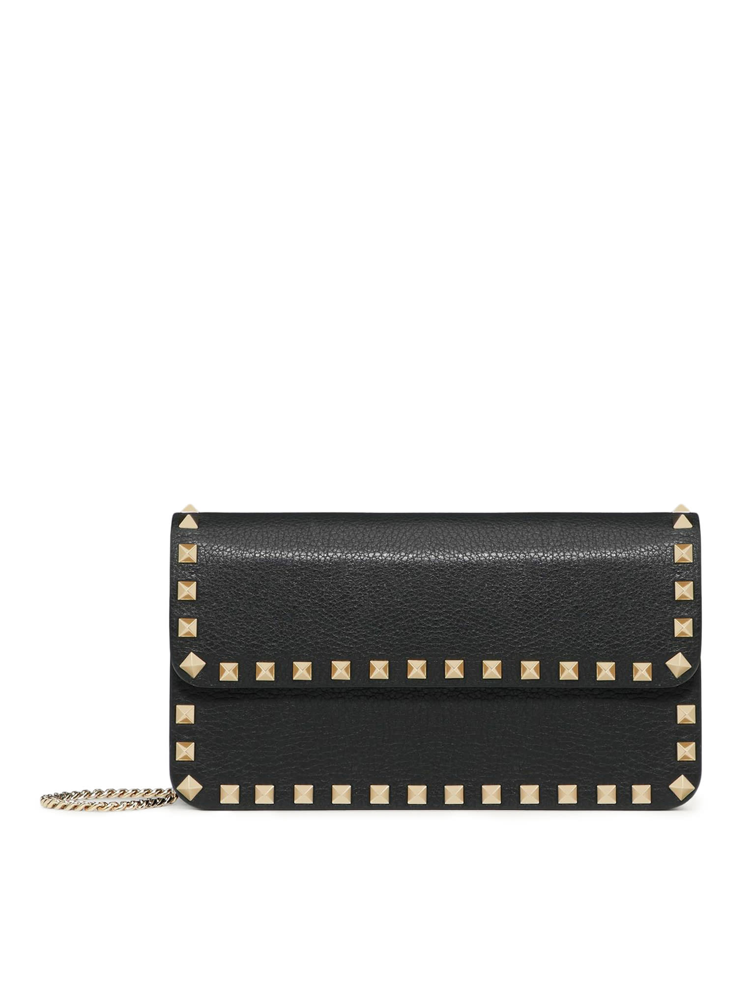 Valentino Garavani Pouch Rockstud Vitello Stampa Alce/platinum Studs
