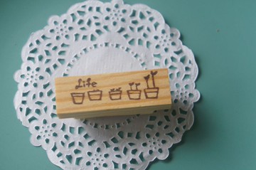 蘋果丹丹手刻印章 LIFE小盆栽