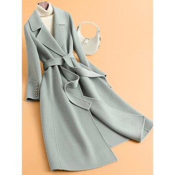 秋冬新款高級感赫本風高端時尚雙面羊毛大衣女收腰毛呢呢子外套