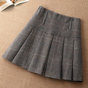 秋冬高腰氣質格子百褶裙女2025新款時尚傘裙a字裙秋季短裙半身裙