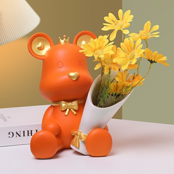 北歐輕奢暴力熊客廳擺件捧花瓶電視柜酒柜家居裝飾品喬遷新居禮物