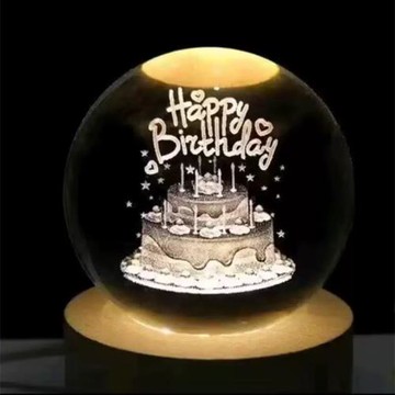 【All Splendid】Happy Birthday 生日蛋糕 水晶球裝飾燈 氛圍燈 檯燈 床頭燈 臥室燈 生日禮物
