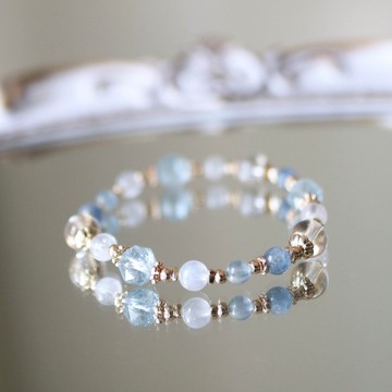 【藍圖】托帕石、月光石、 海藍寶、藍晶石、白水晶、雪花幽靈