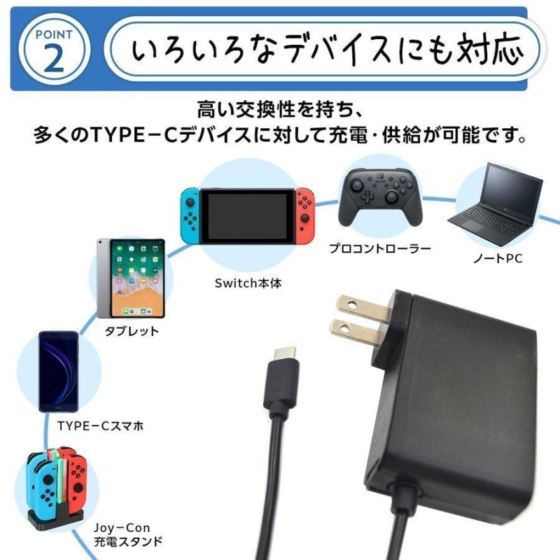 Nintendo switch 充電器 acアダプター タイプc 急速充電 ケーブル ポータブル Switch Lite (有機モデル)対応 |  LINEブランドカタログ