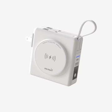 POLYBATT 10000mAh 22W多合一快充行動電源(磁吸無線充電/自帶線)-白