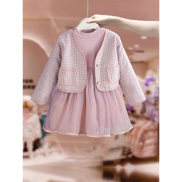 女童秋裝連衣裙網紗裙2025新款洋氣公主裙子韓版女孩長袖兩件套裙