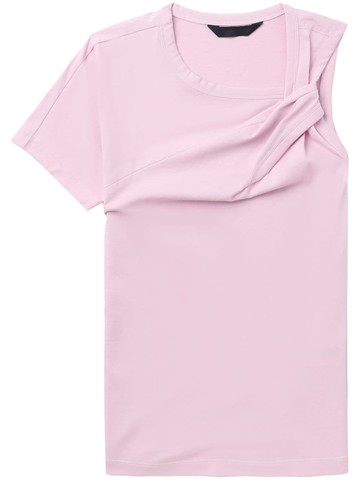 Juun.J - single-sleeve cotton T-shirt - women - Cotton - 36 - Pink
