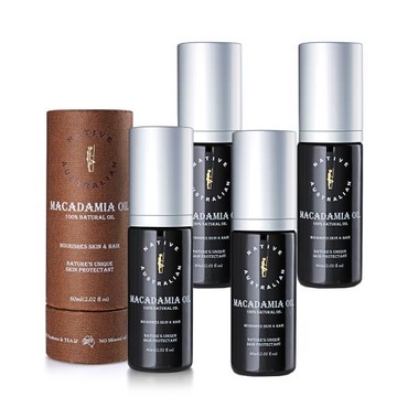 【澳洲 Native】專業等級-澳洲夏威夷堅果油-  4入組, 60ML/瓶 即期品-2026年8月到期