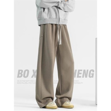 美式彎刀衛褲男秋冬闊腿垂感直筒褲2025新款冬季男生休閑褲運動褲